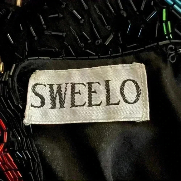 Vintage SWEELO Sequin Beaded Natural Silk Evening Blouse, Size S (6-8) EUC - Picture 4 of 5